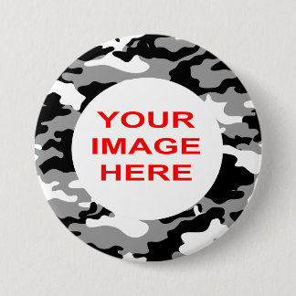 BADGE ROND 7,6 CM CAMO NOIR ET GRIS