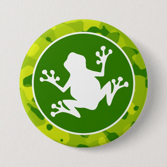 Badge Rond 7,6 Cm Camo vert pomme; grenouille (Devant)