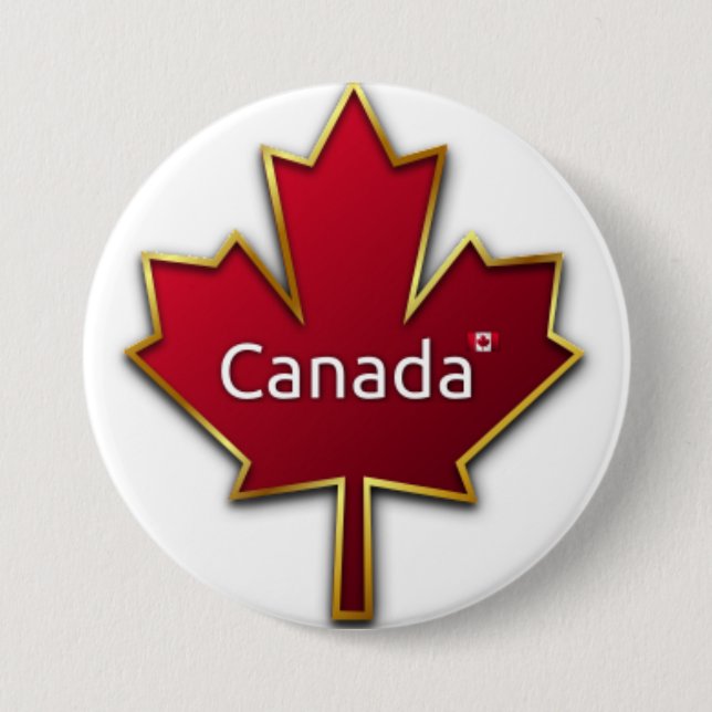 Badge Rond 7,6 Cm Canada Maple Leaf (Devant)