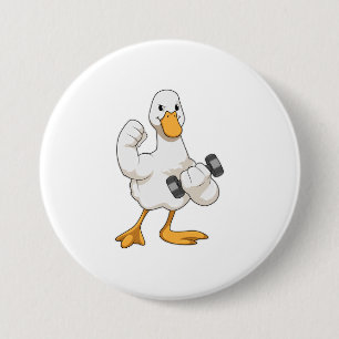 Badge Rond 7,6 Cm Canard à Bodybuilding avec Dumbbell