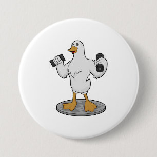 Badge Rond 7,6 Cm Canard comme Bodybuilder avec des cloches