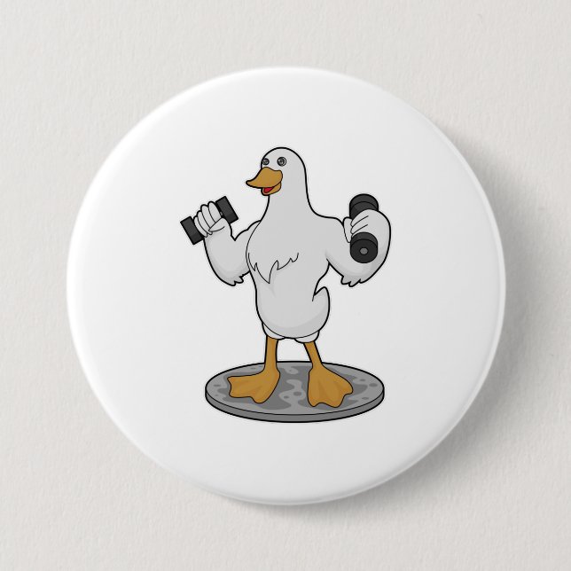 Badge Rond 7,6 Cm Canard comme Bodybuilder avec des cloches (Devant)