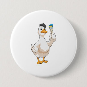 Badge Rond 7,6 Cm Canard comme peintre avec pinceau