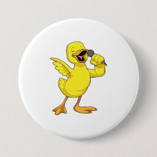 Badge Rond 7,6 Cm Canard en chanteur avec microphone