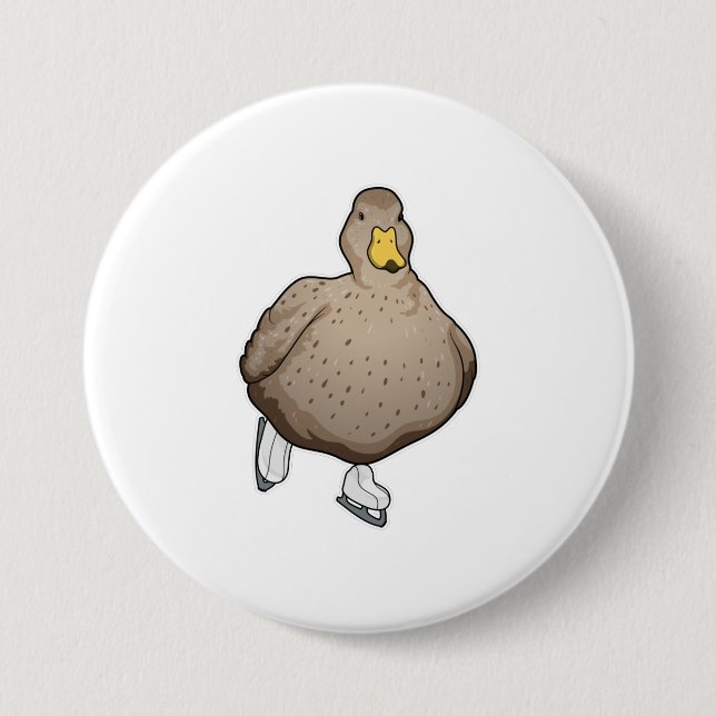 Badge Rond 7,6 Cm Canard Patinage sur glace Patins sur glace (Devant)