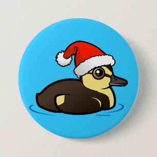 Badge Rond 7,6 Cm Caneton de Père Noël