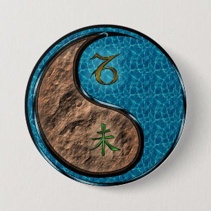 Badge Rond 7,6 Cm Capricorne & Chèvre d'eau