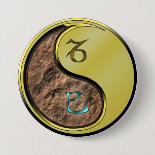 Badge Rond 7,6 Cm Capricorne & Serpent de Métal