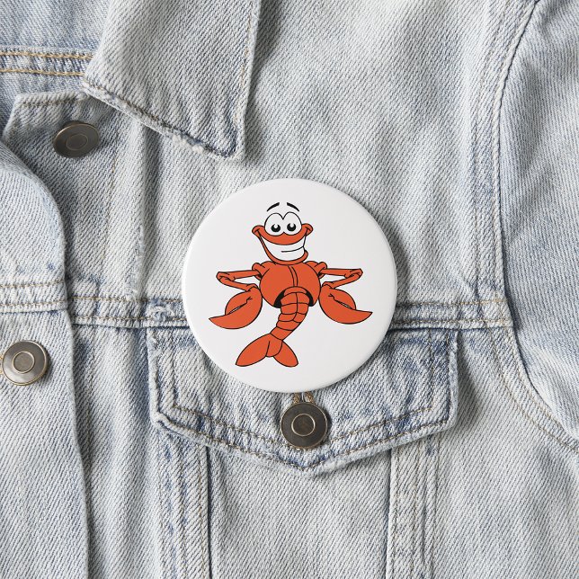 Badge Rond 7,6 Cm Caractère de homard au dessin souriant (Créateur téléchargé)