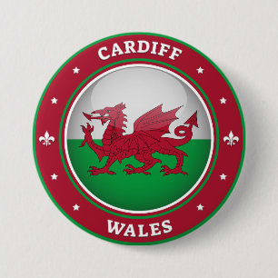 Badge Rond 7,6 Cm Cardiff Wales