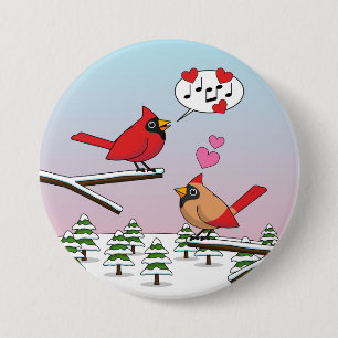 Badge Rond 7,6 Cm Cardinaux du Nord Rouge mignonne Amour Paysage hiv