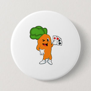 Badge Rond 7,6 Cm Carotte au Poker avec cartes de Poker