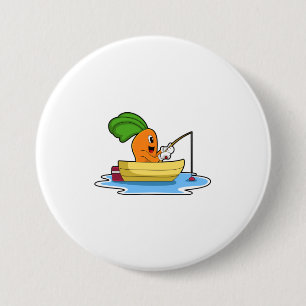 Badge Rond 7,6 Cm Carotte en bateau à la pêche avec canne à pêche
