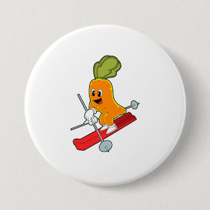 Badge Rond 7,6 Cm Carotte en ski avec ski