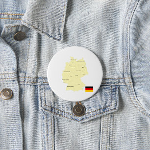 Badge Rond 7,6 Cm Carte de l'Allemagne avec les États et les capital