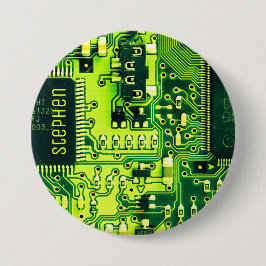 Badge Rond 7,6 Cm Carte verte PCB, circuit imprimé de pièces électro