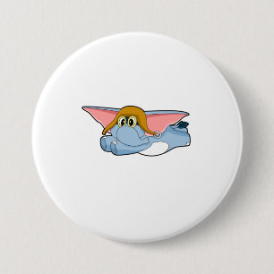 Badge Rond 7,6 Cm Casquette pilote éléphant