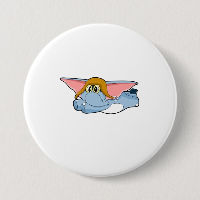 Badge Rond 7,6 Cm Casquette pilote éléphant (Devant)