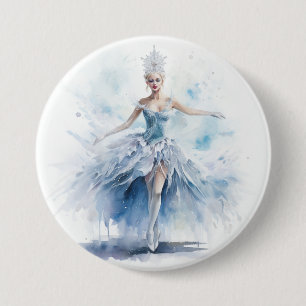 Badge Rond 7,6 Cm Casse-Noisette gracieux Reine des Neiges en blanc