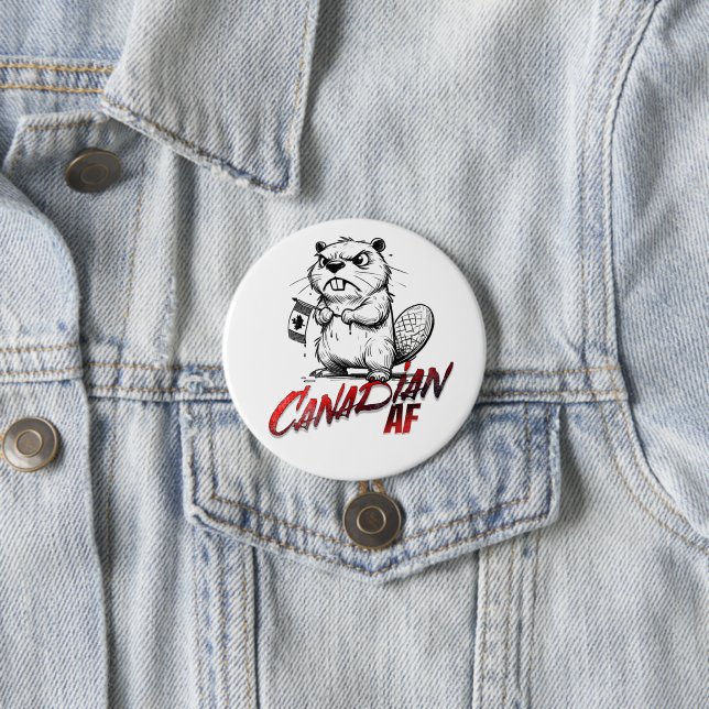 Badge Rond 7,6 Cm Castor canadien en colère (En situation)