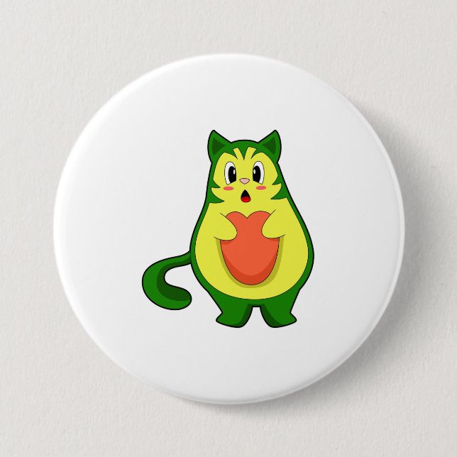 Badge Rond 7,6 Cm Cat Avocado (Devant)