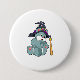 Badge Rond 7,6 Cm Cat en Assistant avec baguette magique et Casquett