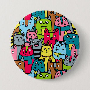 Badge Rond 7,6 Cm Cat et kitten