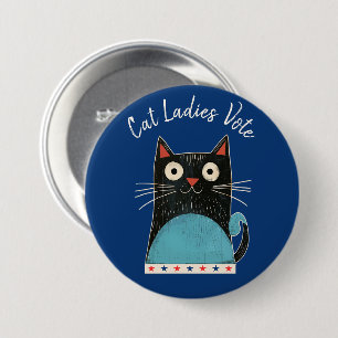 Badge Rond 7,6 Cm Cat Ladies Vote Script Rustic Cute Bold Election