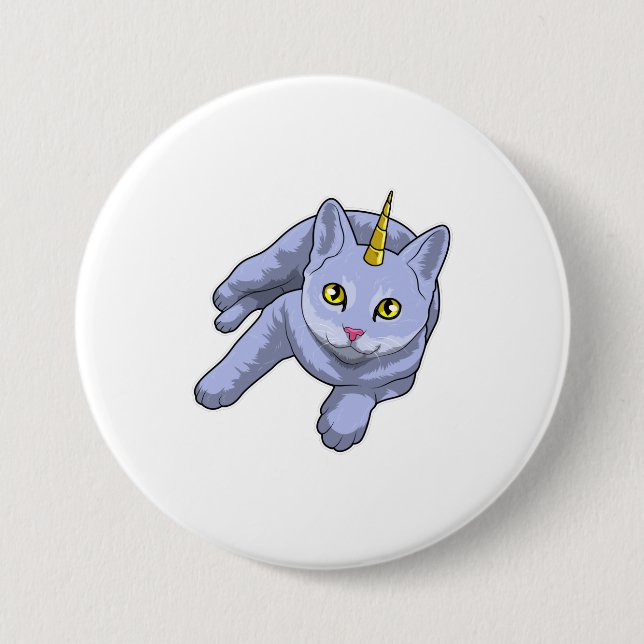 Badge Rond 7,6 Cm Cat Unicorn (Devant)