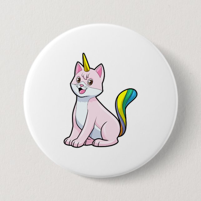 Badge Rond 7,6 Cm Cat Unicorn (Devant)