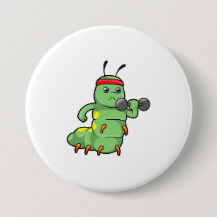 Badge Rond 7,6 Cm Caterpillar at Strength entraînement avec Dumbbell