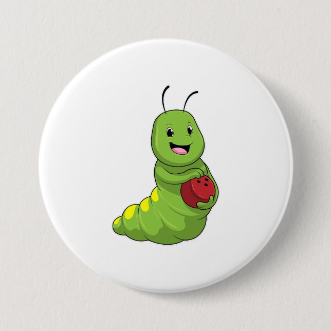 Badge Rond 7,6 Cm Caterpillar au Bowling avec Bowling ball (Devant)