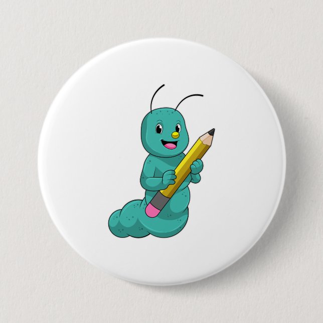 Badge Rond 7,6 Cm Caterpillar avec crayon (Devant)