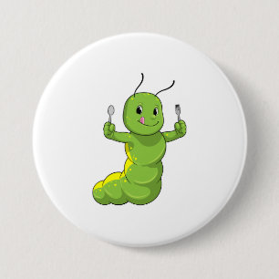 Badge Rond 7,6 Cm Caterpillar avec cuillère et fourche