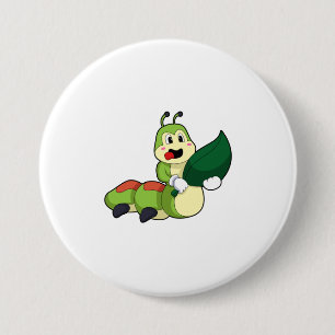 Badge Rond 7,6 Cm Caterpillar avec feuille