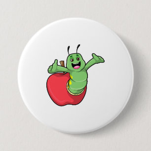 Badge Rond 7,6 Cm Caterpillar with Apple