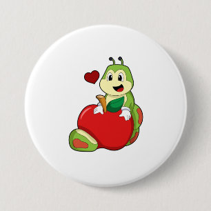 Badge Rond 7,6 Cm Caterpillar with Apple