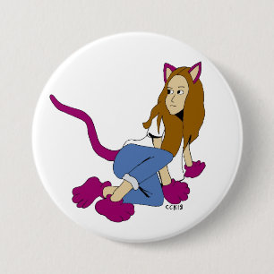 Badge Rond 7,6 Cm catgirl