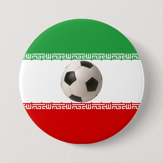 Badge Rond 7,6 Cm Centre de football du drapeau iranien (Devant)