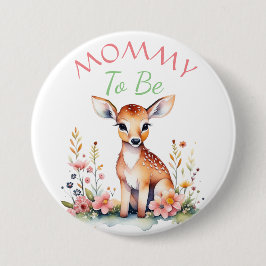 Badge Rond 7,6 Cm Cerf de bébé en fleurs | Maman doit être Baby show