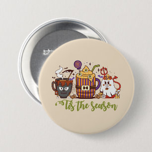 Badge Rond 7,6 Cm "C'Est La Saison Café Halloween