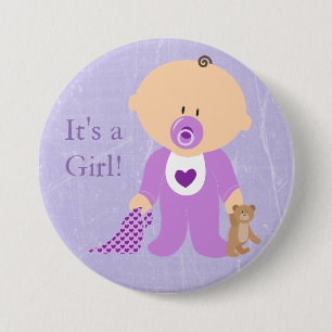 Badge Rond 7,6 Cm C'est un bouton bébé pourpre fille