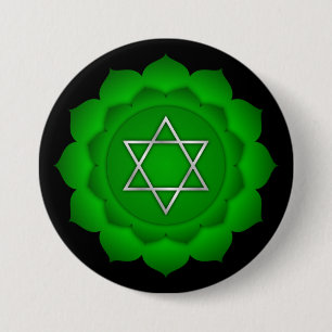 Badge Rond 7,6 Cm Chakra Coeur Vert Zen Yoga Méditation Spirituelle