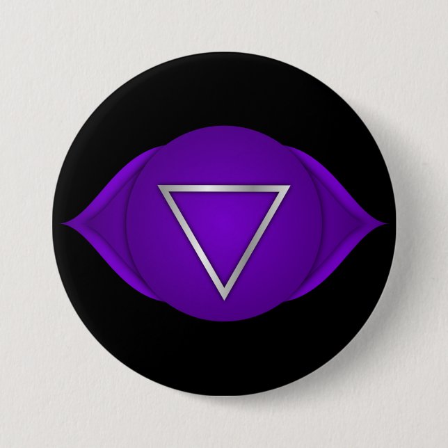 Badge Rond 7,6 Cm Chakra Indigo Troisième Oeil Zen Yoga Spirituel (Devant)