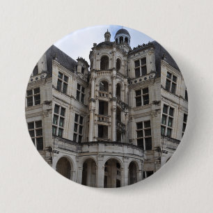Badge Rond 7,6 Cm Chambord castle, staircase by Leonardo da Vinci.