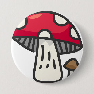 Badge Rond 7,6 Cm champignon