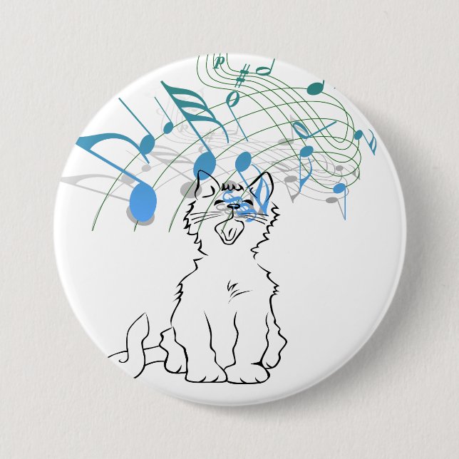 Badge Rond 7,6 Cm Chant de chat (Devant)