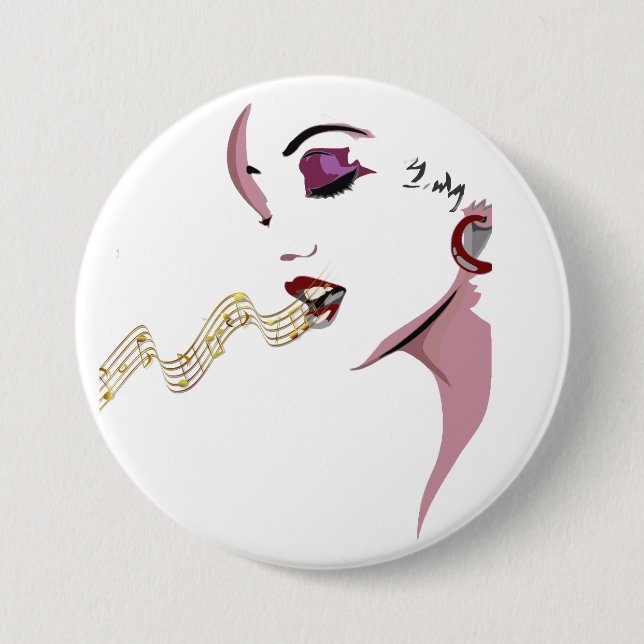 Badge Rond 7,6 Cm chanteur de l'insigne de joie (Devant)