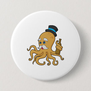 Badge Rond 7,6 Cm Chapeau de Gentilhomme Pieuvre