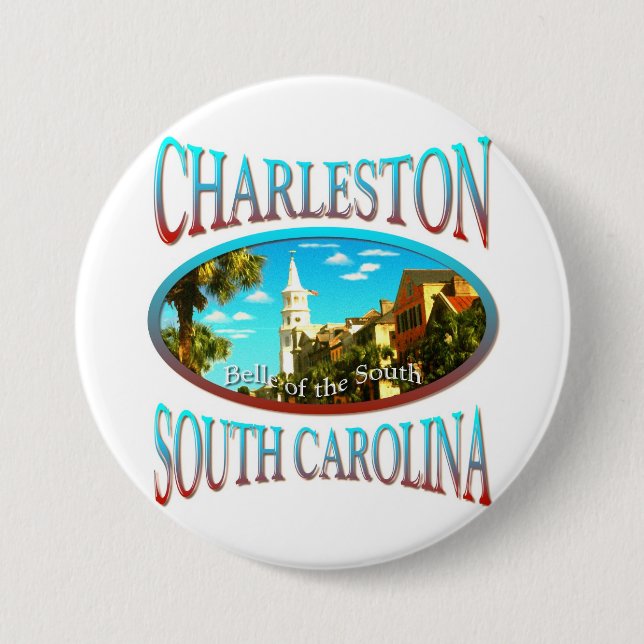 Badge Rond 7,6 Cm Charleston la Caroline du Sud (Devant)